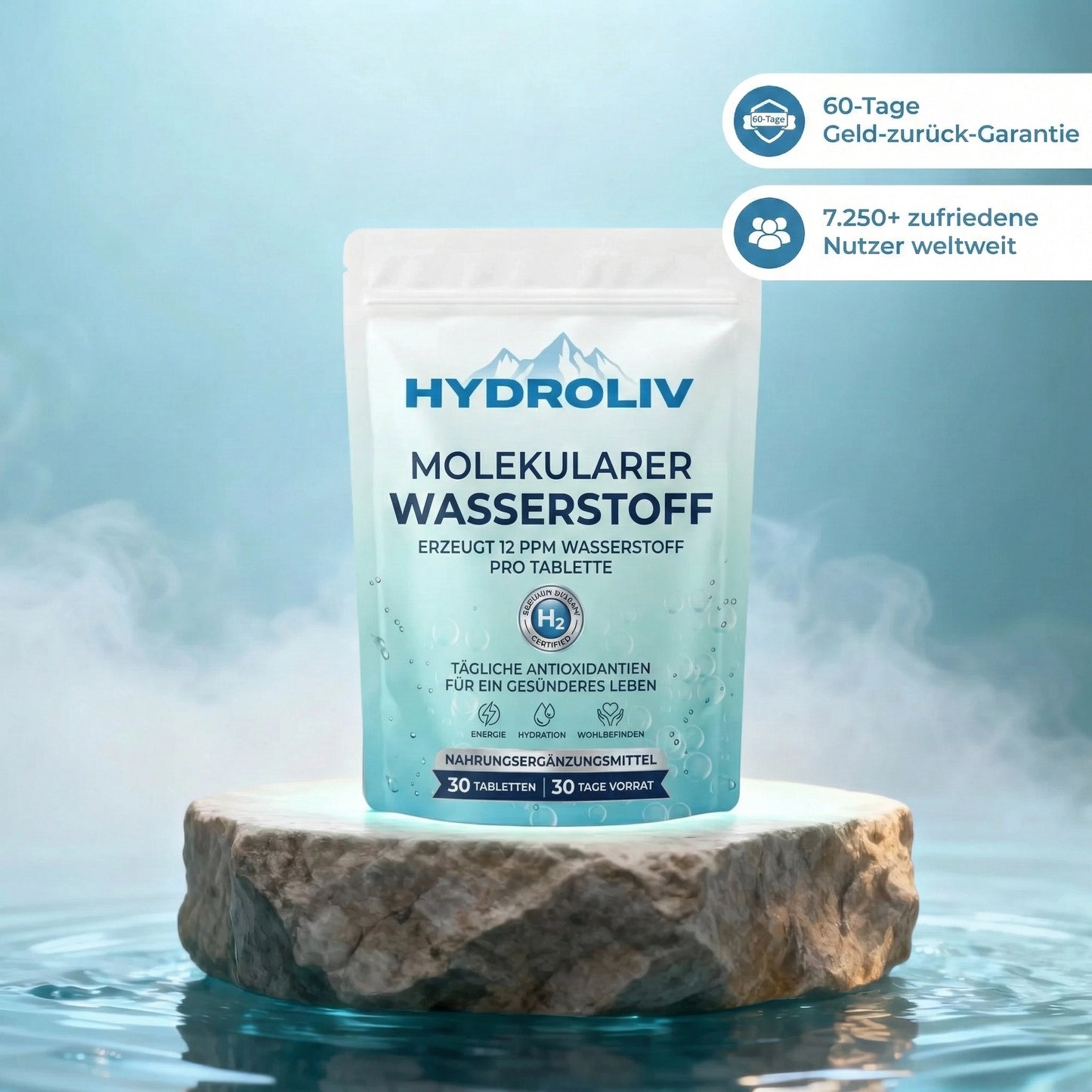 HYDROLIV | Wasserstoff-Wassertabletten