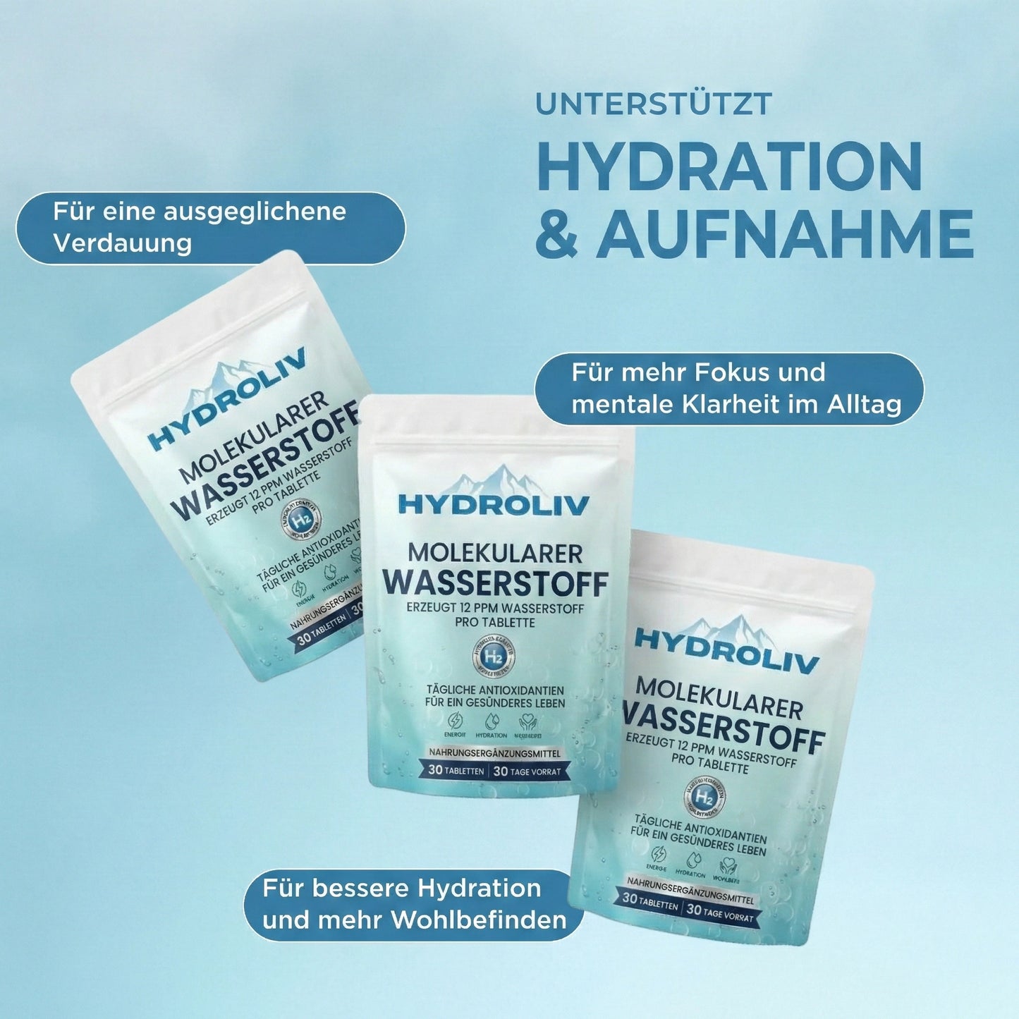 HYDROLIV | Wasserstoff-Wassertabletten